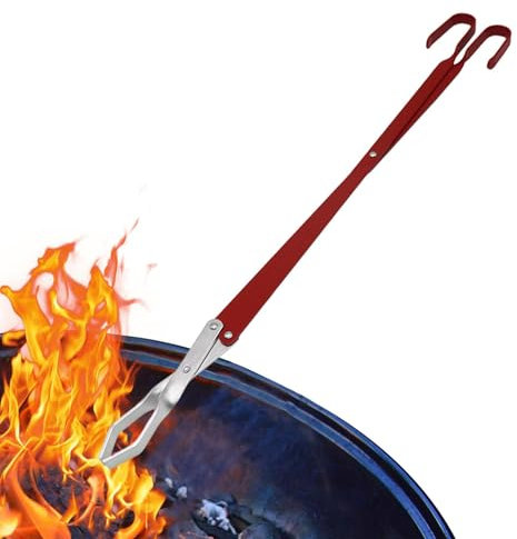 Goowafur Agarrador de leña para fogatas al aire libre, pinzas para carbón para barbacoa, Pinzas pequeñas para agarrar leña, Pinzas para asar barbacoas de fuego para fogatas, barbacoas y fogatas
