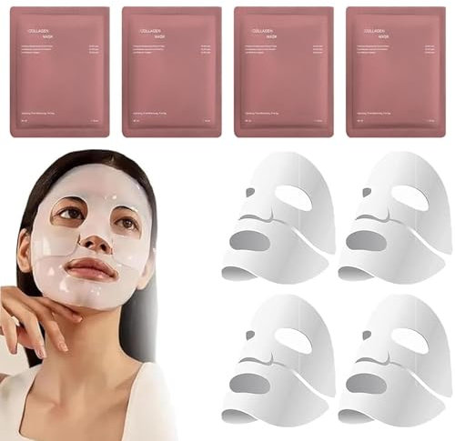 ARCHIDATE Collagen Face Mask 4PCS - Collagen Maske Gesicht Overnight - Anti Falten Kollagenmaske - Feuchtigkeitsspendend Gesichtsmaske - Masken Beauty Hautpflege Maske - Glatte Straffend Frauen Haut