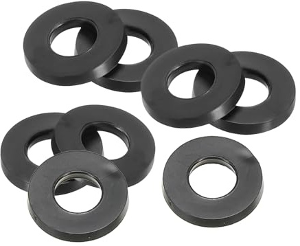 PATIKIL M8 Rubber Flat Washer, 8 Pack 8mm ID 16mm OD 2mm Thick Sealing Spacer Gasket Ring for Faucet Pipe Water Hose Fastener Bolt, Black
