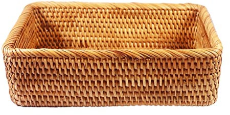 ZXDZMM Cestino per Il Pane Cestino Rettangolare Intrecciato a Mano Cestino in Rattan Contenitore per Caramelle Vassoio da Picnic Cibo Piatti per Il Pane