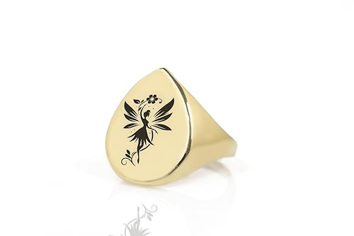 Gravierte Fee Siegelring - Benutzerdefinierte Fee Ring - Fantasy Ring - Frauen Schmuck - Birne Geformt Ring