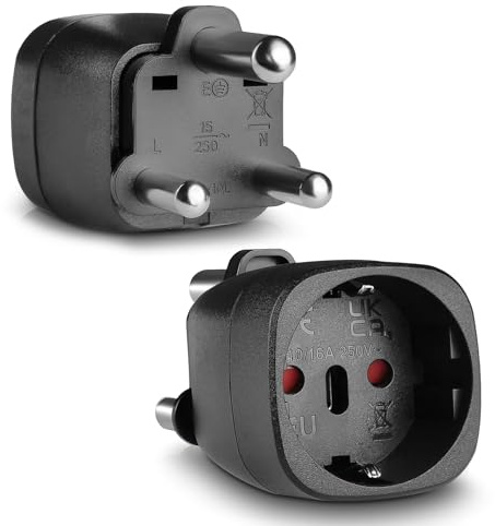 Oblinple 2PCS Adaptador de Viaje Sudáfrica, Adaptador Enchufe UE a Sudáfrica, Plug España a Sudáfrica, Adapter Tipo M para Mozambique, Bután, Namibia, Suazilandia (Negro)
