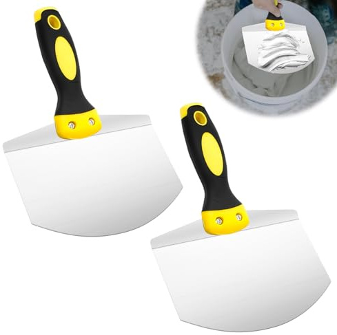 2 stycken spatelset, rostfritt stål putty knivar, spatel, spatel, skrapa verktyg med ergonomiskt handtag och upphängningshål, spackelkniv för att skrapa väggar och ta bort tapeter