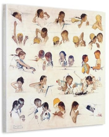 GOORAL Norman Rockwell Malerwerk Tag im Leben eines kleinen Mädchens, Poster, Gemälde auf Leinwand, Wandkunst, Rollbild, Druck, Wohnzimmer, Wände, Dekoration, Häuser, 40 x 40 cm