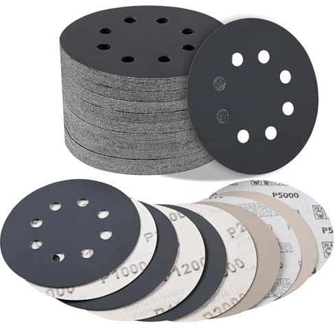 STEBRUAM Orbital Sander Discs, 125mm Sanding Discs 25PCS Silicon Carbide Sandpaper Dry Wet Include 1000/1200/2000/3000/5000 Grit for Waterproof Sanding Grinder Polishing/Metal/Automotive