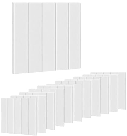 Colcolo 12 Pieces Tile Sheet Wallpaper Stickers Sound Absorbing Panels High Performance Soundproofing Boards for Indoor Farmhouse, White