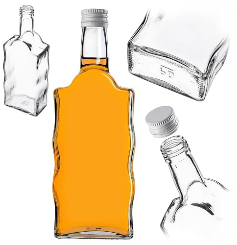 KADAX Bouteille en Verre 500ml – Petites Bouteilles vides à Bouchon vissant pour liqueurs, sirops & Condiments