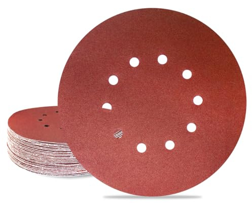 Meccion 225mm Schleifpapier Klett 25 Stück Schleifscheibe Körnung 10 Loch Rund Schleifpapier für Trockenbauschleifer Exzenterschleifer Schleifgiraffe (100 Körnung)