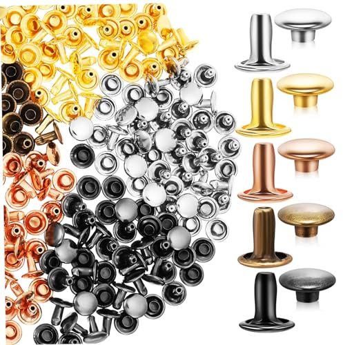 DIYEAH 100pezzi Rivetti Doppia Testa in Ferro Kit Per Lavorazione Della Pelle Per Riparazione e Creazione Di Accessori in Pelle