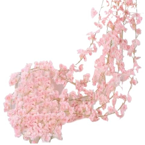 Flor de Cerezo Artificial, Enredaderas Decorativas, Flores de Primavera de Seda, decoración Elegante de Guirnalda, Plantas Florales Artificiales para jardín, Dormitorio, Boda, Fiesta, Eventos de