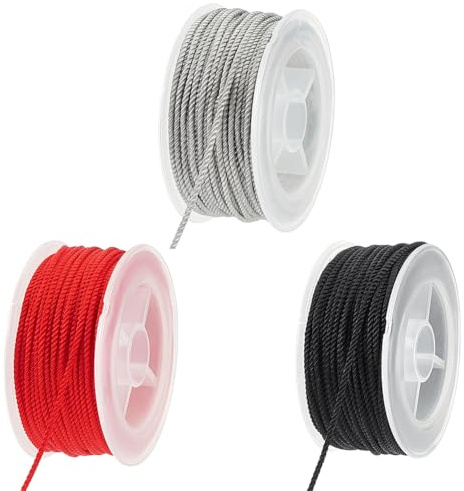 PH PandaHall Cordones trenzados de nailon de 96 pies x 0.07 pulgadas, cuerda de hilo para cuentas, cordones de honor, cuerda redonda de nailon para manualidades, pulseras, joyería, decoración de
