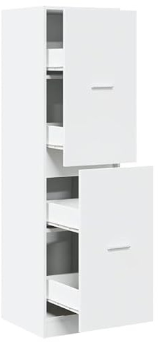 Eleganz Armario farmacéutico blanco 40 x 41 x 144,5 cm – Armario moderno para salón y pasillo – Material de madera brillante, espacio para medicamentos y botiquines