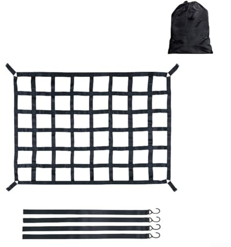 HpLive Filet de sécurité pour camion, avec 4 crochets, pour voiture, remorque, SUV, sécurité de transport, noir, 127 x 106 cm, jusqu'à 500 kg, taille S : 127 x 106 cm