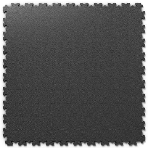 Floor Brothers PVC Klickfliese Industry Leder-Optik 7mm für industriellen Einsatz - Anti-Rutsch-Profil 50cm × 50cm Schwarz