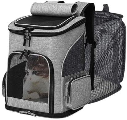 Große Katzentransportbox - Ausziehbar Faltbar Weichwandige Haustiertransporttasche - Atmungsaktive Haustierrucksäcke Für Auto Flug Tierarztbesuch Pflege Camping Reisen Spaziergänge Outdoor Transport
