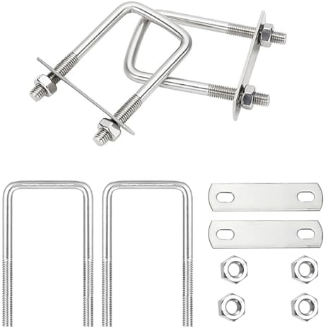 4 Stück Bügelschrauben M8 40×100 mm, 304 Edelstahl U-Bügel mit Gewinde, U-Bolzen inklusive Mutter & Gegenplatte, U Bolzen für Auto-, Schiff- & Industrieanwendungen