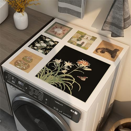 Highdi Housse de Protection pour Machine à Laver Top, Puzzle Blanc Coussin de Machine à Laver Antidérapant, Tapis de Protection pour Dessus Sèche-Linge Buanderie Séchage Rapide (Blanc 3,30x40cm)
