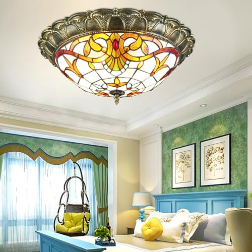 Lampada a Sospensione Moderna in Stile Barocco, Semi-Incasso, Ciotola, mediterraneo, Art Deco, Vetro colorato, Lampada da soffitto a Filo