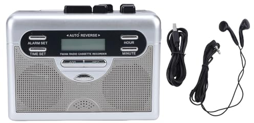 MENDUNER Retro Kassettenspieler mit Auto Reverse, Tragbarer AM/FM Radio Kassettenspieler, Digitaluhr Timer, Eingebauter Stereo Lautsprecher, LED Anzeige, Kopfhöreranschluss für Reisen,