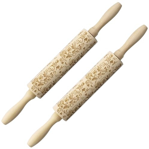 Zambuph 2 pièces délicat bois rouleau à pâtisserie Elk dessins animés imprimé Sculpture biscuits boulangerie cuisine accessoires cadeau de noël