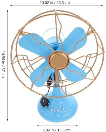 EPIGEIST Ventilatore Vintage in Metallo da Tavolo Decorativo Blu Ornamento Retrò Compatto per Camera da Letto Ufficio e Oggetti di Scena Fotografici