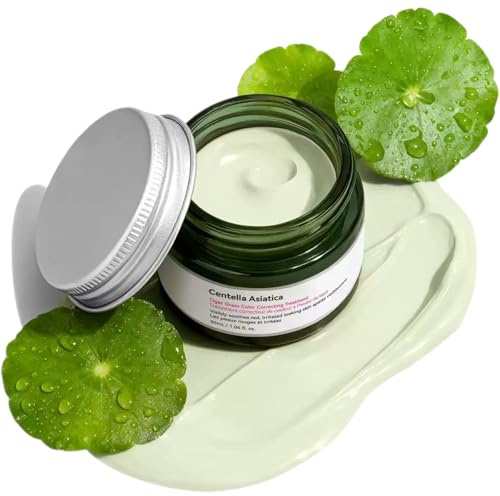 Colour Correcting Cream with Centella Asiatica, for Sensitive Skin, 30ml | Green Colour Corrector to Neutralize Redness, Anti-Redness Moisturiser & Primer for Face, Light Coverage Tinted Face Cream