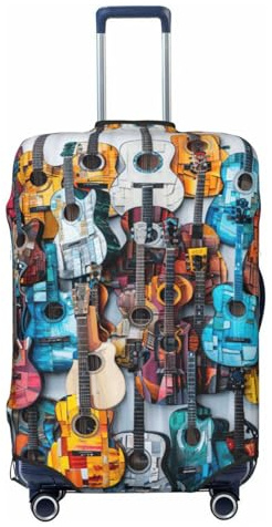 ERSDWRE Färg akustisk och gitarrer tryck bagageskydd elastiskt resväska överdrag bagageskydd passar 45 – 86 cm resetillbehör, Svart, XL