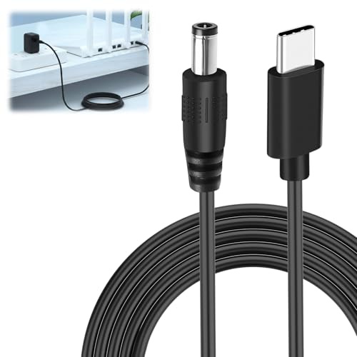 Gainsten USB to DC Power Cable 12V 3A 60W 5.5 X 2.5/2.1mm Type C Male to DC Male Universal USB-C PD Fast Charging Charger Adapter Jack Converter Cable for Router Camera TV Box Desk Lamp 3.3FT