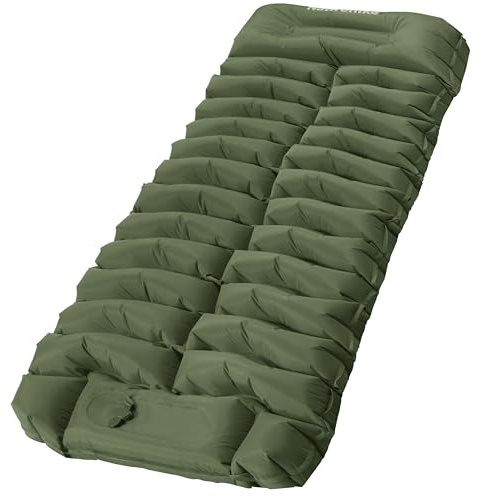 Naturehike Colchoneta aislante para camping, ultraligera, colchón de aire con bomba de pie y almohada, bomba de aire integrada es fácil de inflar, adecuada para tiendas de senderismo, nivel de entrada