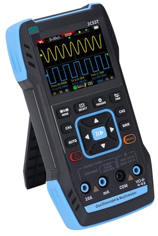 Vistreck Multímetro de Osciloscopio Portátil 50MHz 3 en 1 con Frecuencia de Muestreo 250MS/s y 19999 Recuentos - Generador Señal Profesional y Probador Multifunción