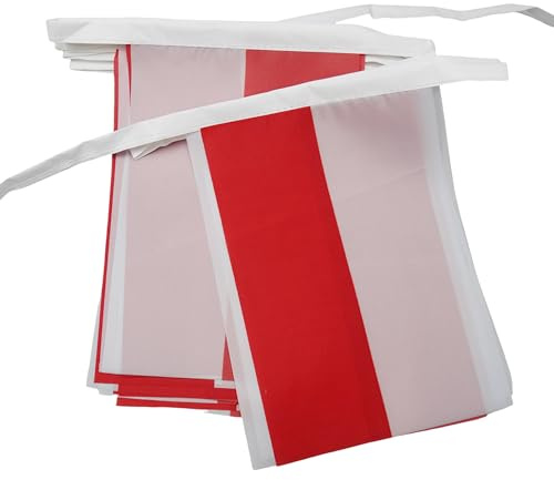 AZ FLAG Wimpelkette Polen 4 m 20 Flaggen Leichtes Polyester 15x10 cm | Für innen und außen Polnische Flaggenkette Polska Flaggen auf verstärktem Band vernäht