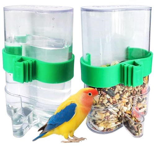 2 Pack Bird Water Dispenser and Feeder for Parakeet Cage Accessories