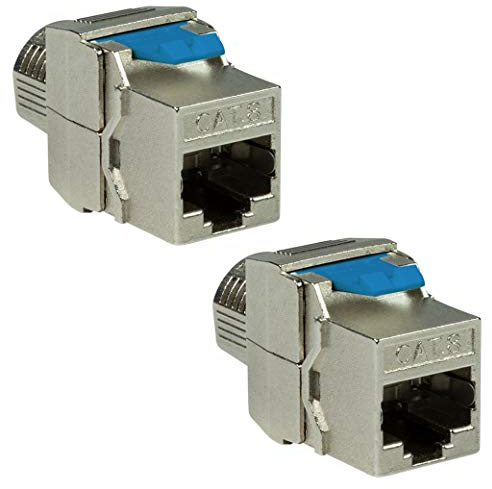 odedo 2X RJ45 Keystone Modul CAT8.1 STP werkzeuglos 16,5 mm | Passend für Keystone-Panels und Netzwerkdosen, STP-geschirmt, werkzeuglose Installation