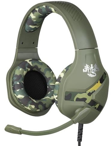 Konix Mythics Kabelgebundenes Gaming-Headset Nemesis PS4, PS5, Switch und Xbox - Mikrofon - 1,5 m Kabel - 3,5 mm Klinkenstecker - Motiv Camouflage Grün Khaki