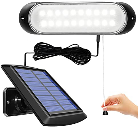 ChunHee Lampe Solaire Suspendue d'intérieur d'extérieur IP65 étanche 20LED Lumière Solaire d'appentis avec String Control Lampes Solaires pour Jardin, Garage, Chemin