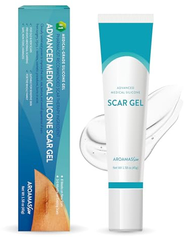 Aroamas Scar Advanced Scar Gel - Medical-Grade Silicone Scar Gel to Help Improve The Appearance of Scars and Stretch Marks for Face & Body - 45g