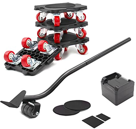 ONEON Furniture Mover with Wheels, 360° Rotation Wheels Furniture Dolly for Moving Heavy Furniture, Appliances, 660 LB Max Load Capacity with Auxiliary Lifter - Connect Dolly