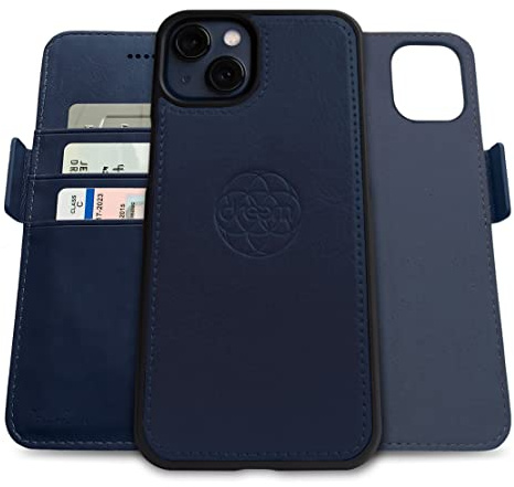 Dreem Vegane Leder Magnetische Abnehmbare Brieftaschenhülle für iPhone 13 | Integrierter Handyhalter, RFID-blockierende Kartenhülle, Klapphülle, MagSafe-kompatibel, Geschenkbox [Fibonacci: Königlich]