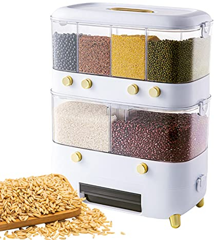 Kitchen Lens Dispenser, Food Container with Grid Design, Storage Container for Kitchen Grains, Holder for Rice, Black Rice, Corn, Soybeans