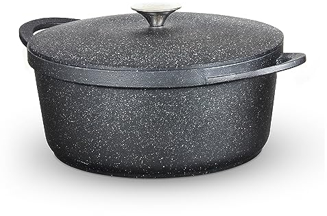 Tower T900192 Precision Casserole Dish with Aluminium Lid, Lightweight Cast Aluminium, 28cm, Black