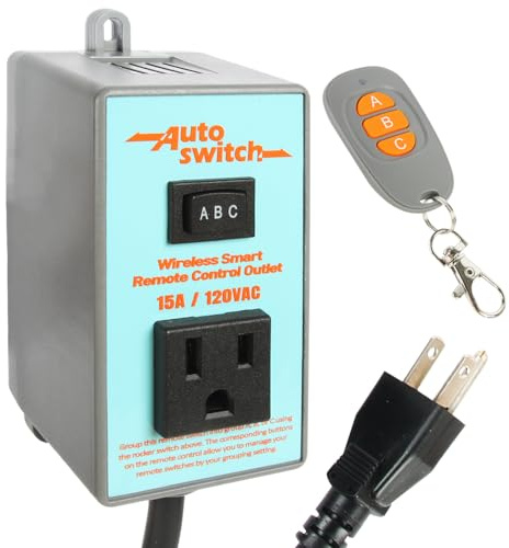O'SKOOL Remote Control Wireless Electrical Outlet Switch, 433M Transmitter 120V Plug (Battery Included), PTA021