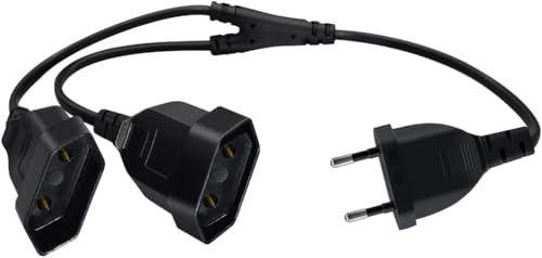 HuaLiSiJi Cavo di Prolunga Doppio Europee 2.5A 250V Cavo Prolunga Presa Piatta, per Elettrodomestici TV PC Etc (45cm)