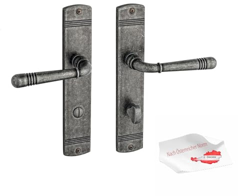 Beschläge Hamburg Türbeschlag EMILY ART 70-09Z DAS WC – Türklinke in Dark Antique Steel, 90 mm WC/Bad Verriegelung, Drückergarnitur für Innentüren – NUR für ÖNORM/ÖSTERREICH