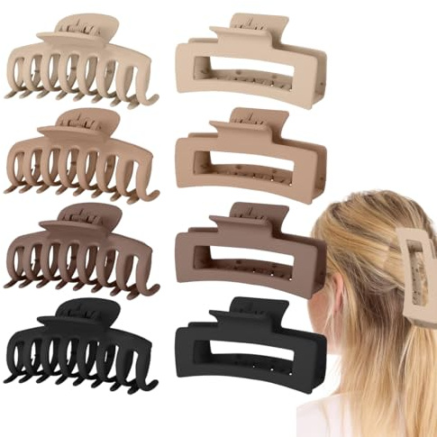 8 Stück Große Haarklammer Set - Rutschfeste Haarspangen Damen & Mädchen für Dickes Haar - Matte Claw Clips aus Acryl, Starker Halt Hair Clip & Haarklammern Set für Styling & Alltag