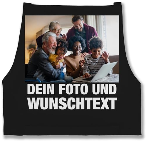 Geschenk mit Namen personalisiert by Shirtracer - Schürze - Erwachsene - Geschenk mit Bild I eigenem Foto I Name I eigener Text I Wunschtext