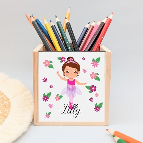 Stiftebox personalisiert Ballerina | Stiftehalter für Schulkinder | Stiftorganizer Schreibtisch | Stiftaufbewahrung für Malstifte | Handveredelt von ManufakturZauber