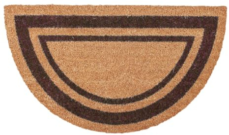 SaRani Zerbino Cocco Tappeto da Ingresso in Fibra Naturale Fondo Antiscivolo di Gomma Naturale, per uso Interno ed Esterno (Marrone, Mezzaluna 40x70 cm)