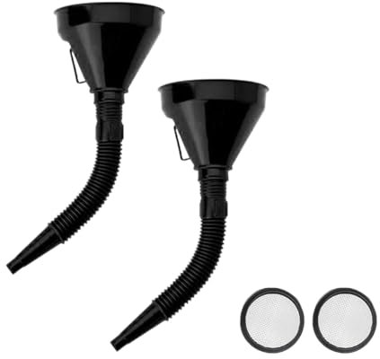 Entonnoir à huile à large goulot en plastique avec tube flexible et buse d'extension flexible avec poignée filtre en maille pour huile moteur, diesel, essence, kérosène, liquide