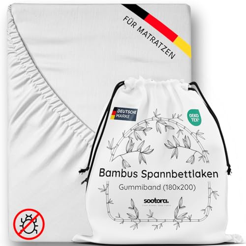 Sootora Bambus Bettlaken 180x200 cm, Glatte und kühlende Bettwäsche, allergiker Spannbettlaken für Sommer, Flat Sheet, Anti Schweiß Spannbetttuch