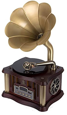 ROLTIN Mini grammofono retrò Bluetooth 4.2 Lettore USB a Doppio Binario Radio FM Telecomando Due Altoparlanti HiFi Fonografo